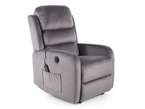 Fotel z funkcją masażu PEGAZ M VELVET szary Signal