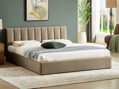 Łóżko tapicerowane z pojemnikiem na pościel