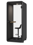 Kabina akustyczna do biura jednoosobowa Small Booth  czarny/szary 3D z siedziskiem