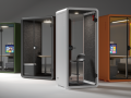 biała kabina akustyczna do biura, kabina akustyczna premium, jasna kabina akustyczna do biura, office booth dla 2 osób, miejsce do wyciszenia,