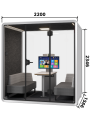 wyciszona kabina biurowa, kabina biurowa white grey, booth office, office booth, kabina biurowa do pracy w skupieniu, wyciszenie sensoryczne,
