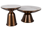 Zestaw stolików VERA efekt marmuru biały/miedziany Signal