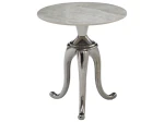 Stolik okrągły ceramiczny SNAKE biały/srebrny Signal