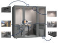 kabina akustyczna 4 osobowa, kabina akustyczna premium, kabina do sali biurowej, redukcja hałasu w biurze, modern office design,