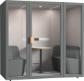 kabina akustyczna do biura, box akustyczny do biura, profesjonalna kabina akustyczna, kabina pracy indywidualnej i spotkań,  phone booth office, budka biurowa, kolor storm,