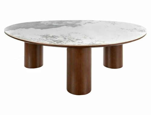 Ława ceramiczna ADELIS 110x80 biały Pandoro - orzech