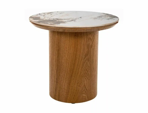 Ława ceramiczna RONDO CERAMIC FI40 biały Pandoro  - dąb