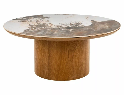 Ława ceramiczna RONDO CERAMIC FI80 biały Pandoro  - dąb