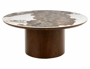 Ława ceramiczna RONDO CERAMIC FI80 biały Pandoro - orzech