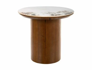 Ława ceramiczna RONDO CERAMIC FI45 biały Pandoro - orzech