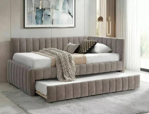 Łóżko młodzieżowe rozsuwane z dodatkowym spaniem  ALFIE RAVEN 120x200 ciemny beż