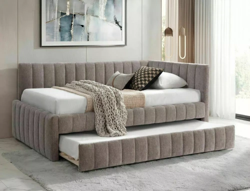 Łóżko młodzieżowe rozsuwane z dodatkowym spaniem  ALFIE RAVEN 120x200 ciemny beż