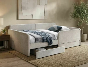 Łóżko młodzieżowe 120x200 z szufladami AMELIA RAVEN beżowe