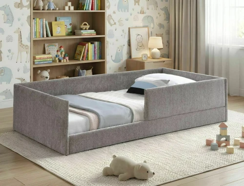Łóżko dziecięce tapicerowane LEO RAVEN 90x180 ciemny beż