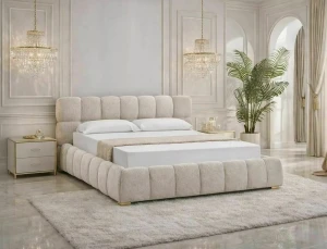 Łóżko tapicerowane 140x200 PARMA RAVEN beżowe