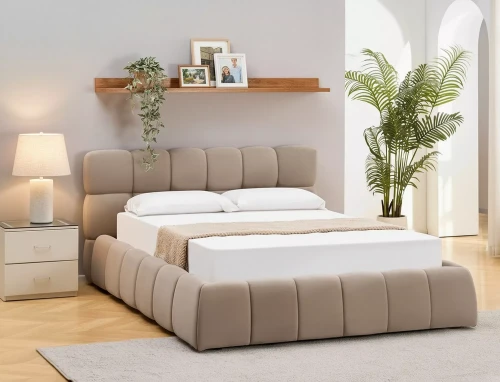 Łóżko tapicerowane PARMA VELVET 160x200 ciemny beż