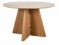 Stół okrągły FI 120 ALZANO CERAMIC biały Pandoro - stelaż dąb