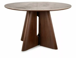 Stół okrągły FI 120 ALZANO CERAMIC biały Pandoro - stelaż orzech