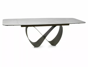 Stół rozkładany 160(240)x95 INFINITY CERAMIC beż TAJ MAHAL - stelaż miedziany