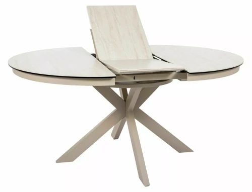Nowoczesny Stół rozkładany 120(160)x120 PORTO CERAMIC beż Travertine - stelaż kaszmir