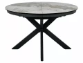Stół okrągły rozkładany 120(160)X120 PORTO CERAMIC biały Pandoro - stelaż czarny