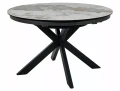 Stół okrągły rozkładany 120(160)X120 PORTO CERAMIC biały Pandoro - stelaż czarny
