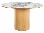 Stół RONDO CERAMIC FI120 biały Pandoro - dąb