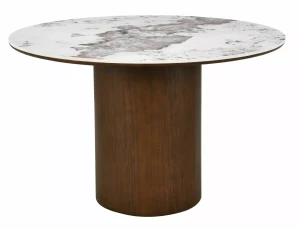 Stół RONDO CERAMIC FI120 biały Pandoro - orzech