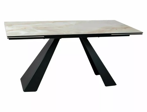 Stół rozkładany 160(240)x90 SALVADORE CERAMIC beż Onice Oro - stelaż czarny