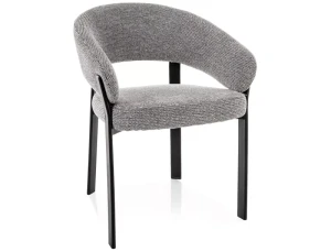 Krzesło tapicerowane NAGOJA szare - czarny stelaż
