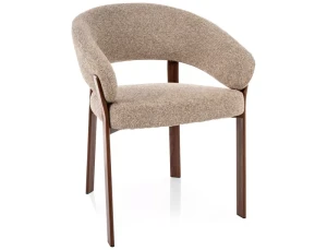 Krzesło tapicerowane NAGOJA D beżowe - stelaż orzech