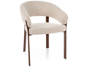 Krzesło tapicerowane NAGOJA D jasny beż - stelaż orzech