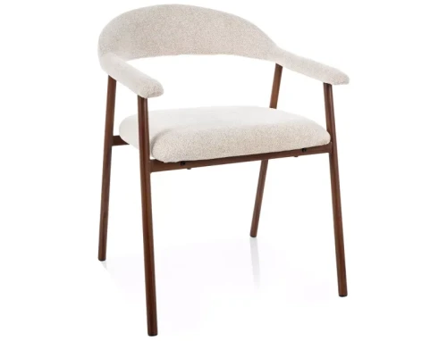 Krzesło tapicerowane LAGOS D RAVEN jasny beż - stelaż orzech