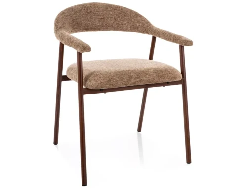 Krzesło tapicerowane LAGOS D RAVEN latte - stelaż orzech