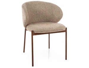 Krzesło tapicerowane KIOTO D beżowe - stelaż orzech