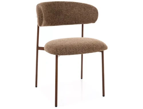 Nowoczesne Krzesło tapicerowane ELTON D NOELLE cappuccino - stelaż orzech