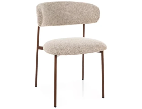 Nowoczesne Krzesło tapicerowane ELTON D NOELLE beżowe - stelaż orzech