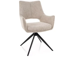 Krzesło tapicerowane obrotowe 360° FINO II NOELLE beżowe - stelaż czarny