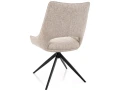 Nowoczesne Krzesło tapicerowane obrotowe 360° FINO I NOELLE beżowe - stelaż czarny do jadalni biura salonu tył
