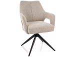 Krzesło tapicerowane obrotowe 360° OLSEN NOELLE beżowe - stelaż czarny