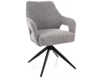 Krzesło tapicerowane obrotowe 360° OLSEN NOELLE szare - stelaż czarny