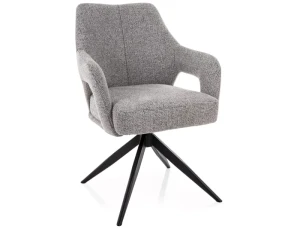 Krzesło tapicerowane obrotowe 360° OLSEN NOELLE szare - stelaż czarny