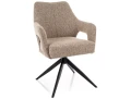 Krzesło tapicerowane obrotowe 360° OLSEN NOELLE ciemny beż - stelaż czarny