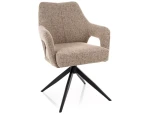 Krzesło tapicerowane obrotowe 360° OLSEN NOELLE ciemny beż - stelaż czarny