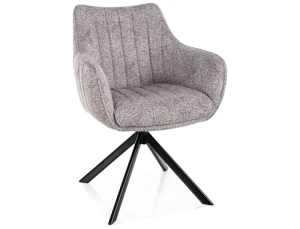 Krzesło tapicerowane obrotowe 180° AZALIA LEO jasny szary - stelaż czarny