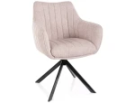 Krzesło tapicerowane obrotowe 180° AZALIA LEO jasny beż - stelaż czarny