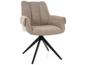 Krzesło tapicerowane obrotowe 180° GIO beżowe - stelaż czarny 