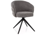 Krzesło tapicerowane obrotowe 180° ORES szare - stelaż czarny 