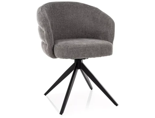 Nowoczesne Krzesło tapicerowane obrotowe 180° ORES szare - stelaż czarny