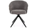 Krzesło tapicerowane obrotowe 180° ORES szare - stelaż czarny do salonu, biura